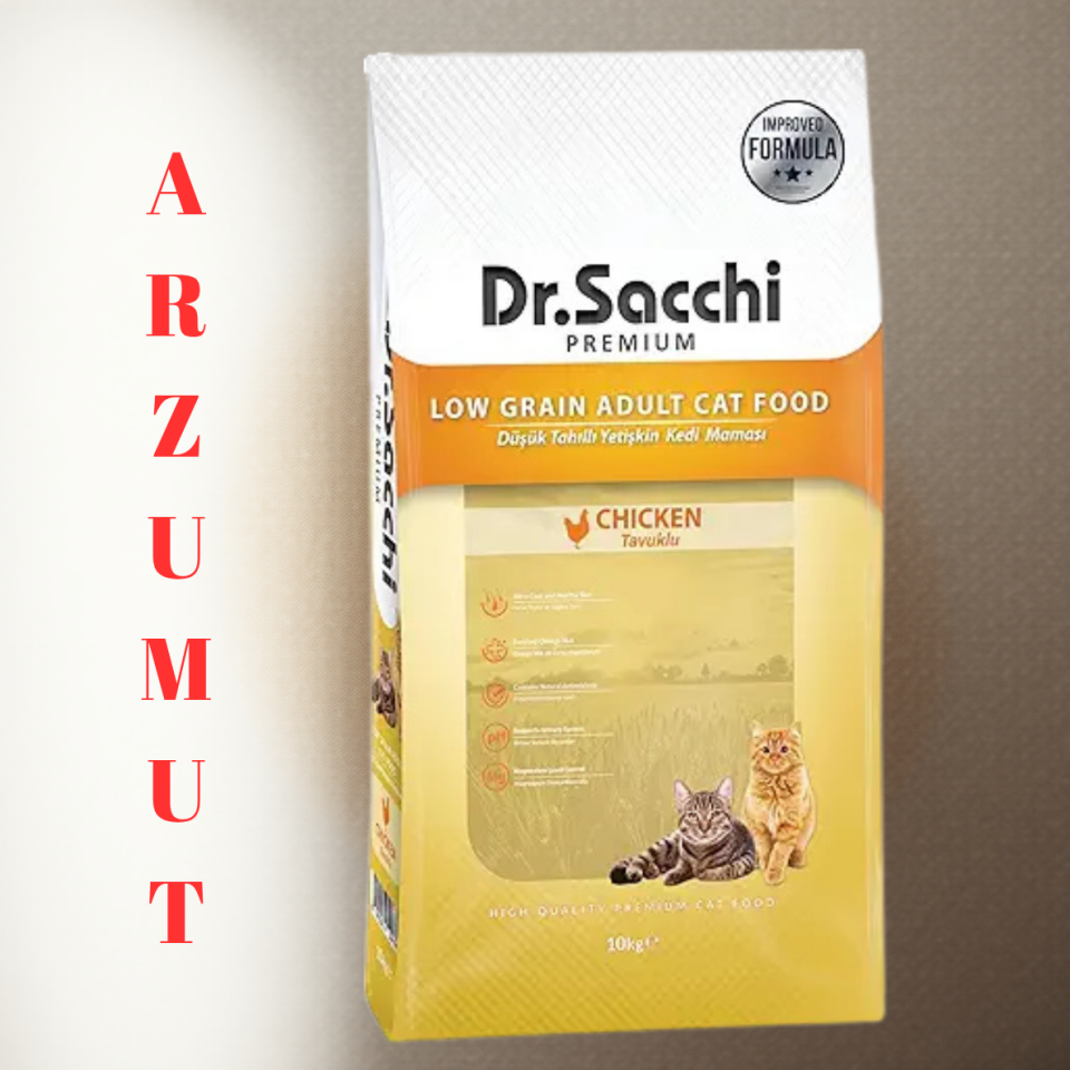 Dr.Sacchi Düşük Tahıllı Tavuklu Yetişkin Kedi Maması 10kg| ARZUMUT