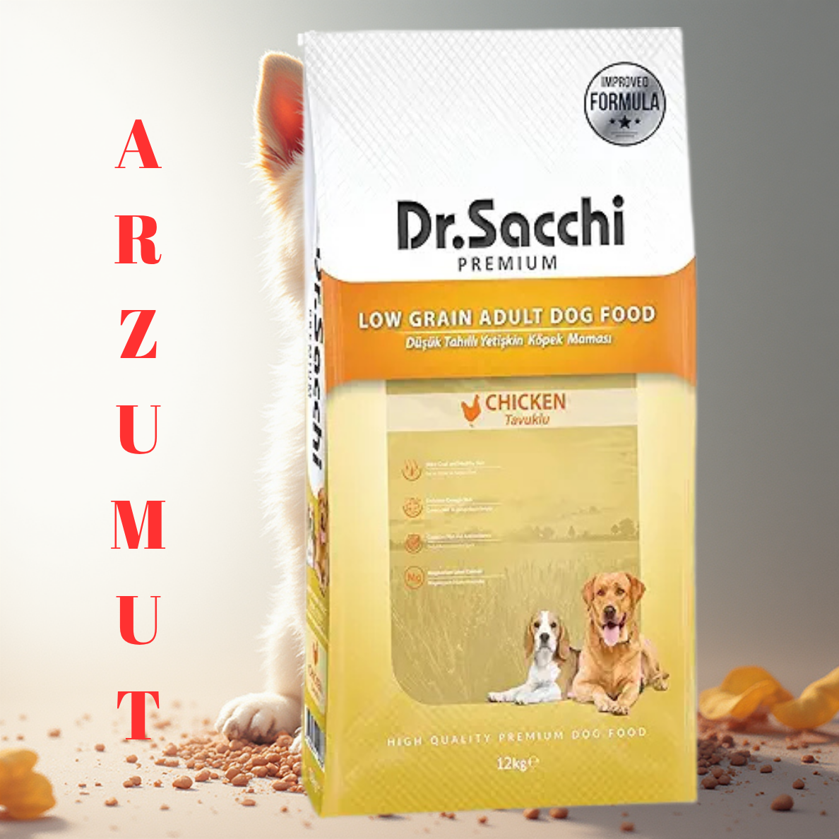 Dr.Sacchi Düşük Tahıllı Tavuklu Yetişkin Köpek Maması 12kg