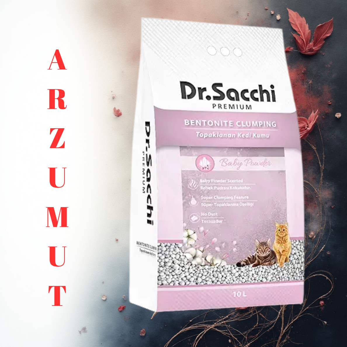 Dr.Sacchi Bebek Pudrası Kokulu Bentonit Kedi Kumu 10 Lt