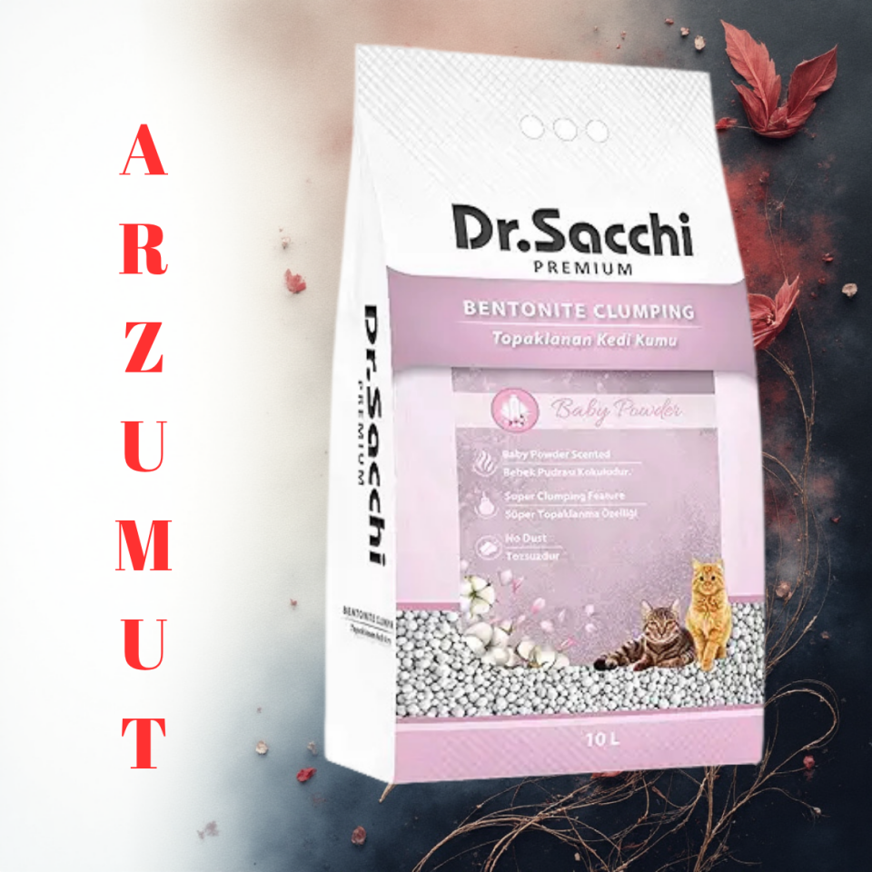 Dr.Sacchi Bebek Pudrası Kokulu Bentonit Kedi Kumu 10 Lt