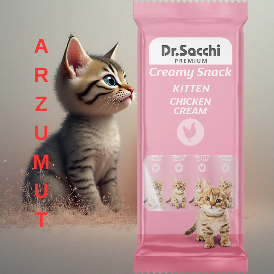 Dr.Sacchi Creamy Snack Chicken Kitten Sıvı Kedi Ödülü 4'Lü Paket