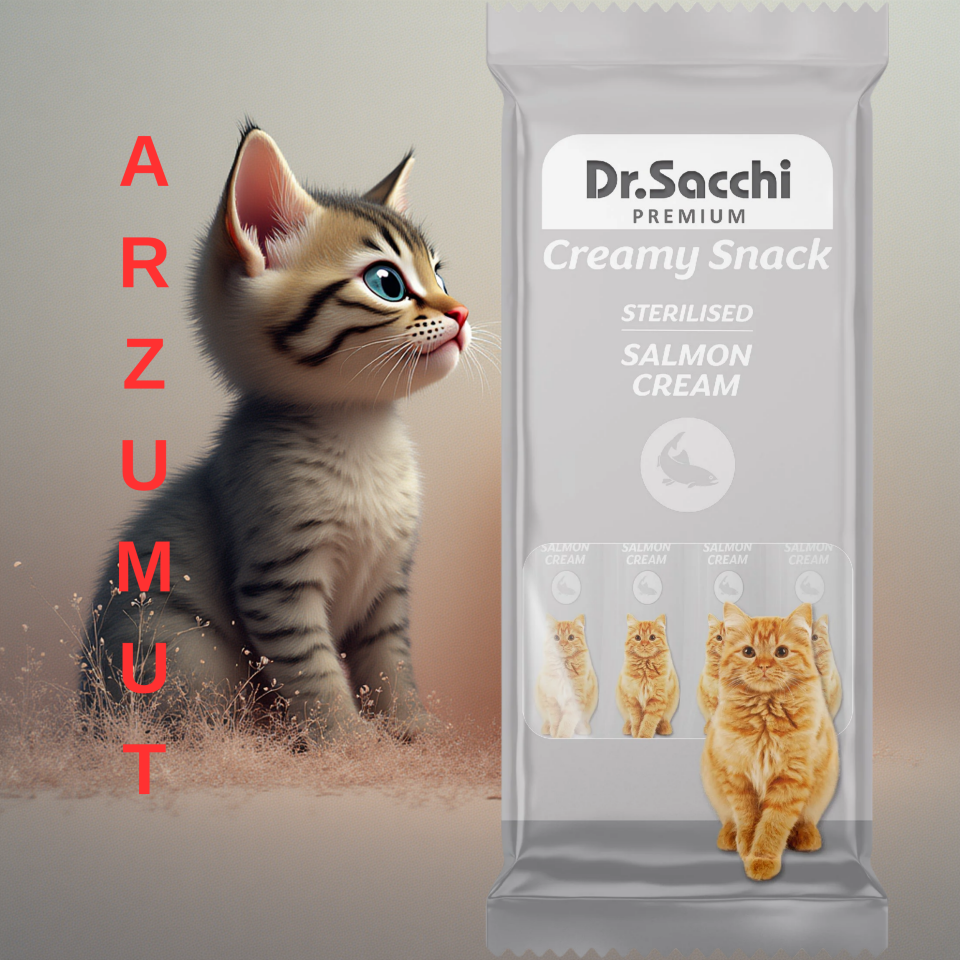 Dr.Sacchi Creamy Snack Sterilised Salmon Sıvı Kedi Ödülü 4'Lü Paket