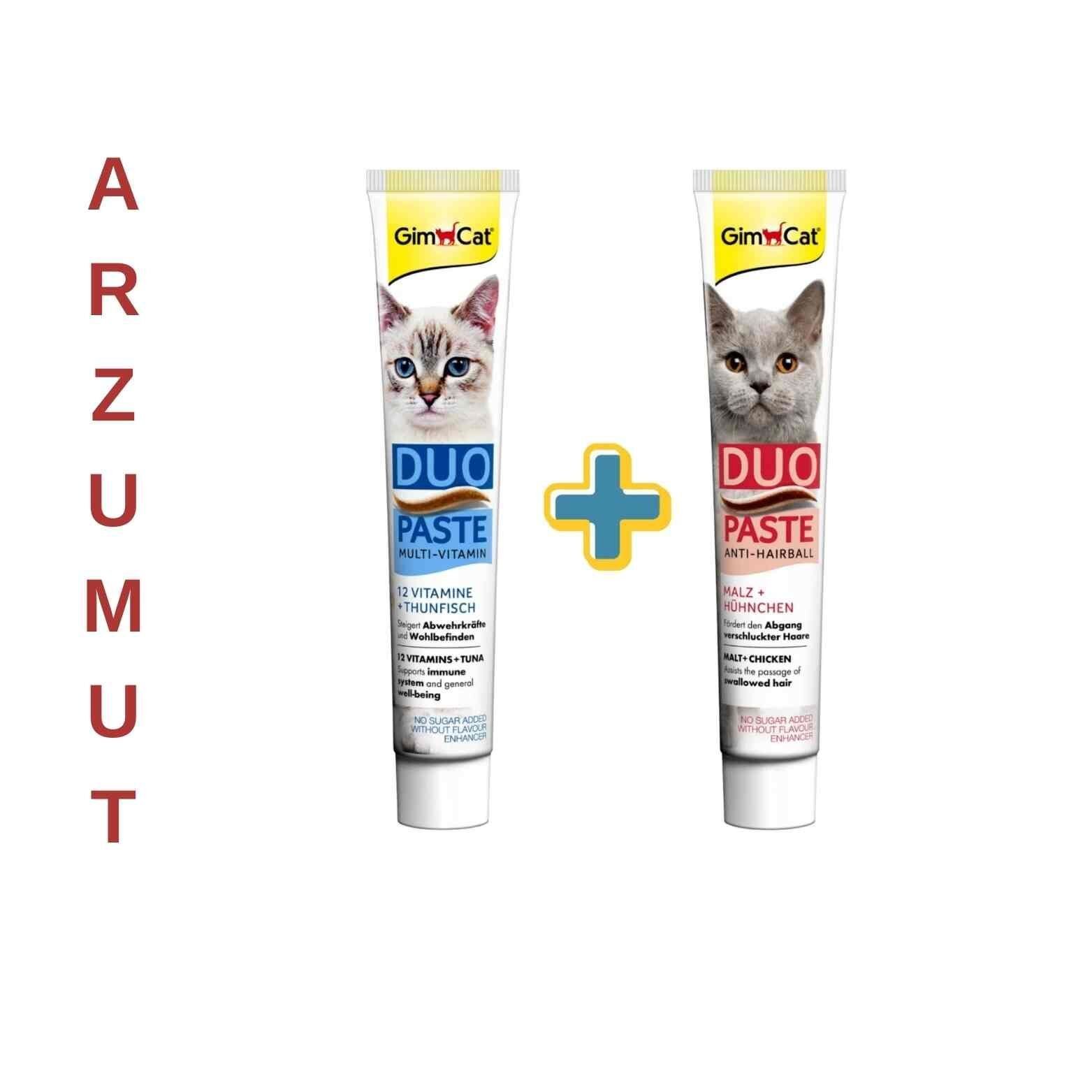 GimCat Multi-Vitamin Duo Paste Tuna +GimCat Anti-Hairball Duo Paste Tavuk 2'li Set